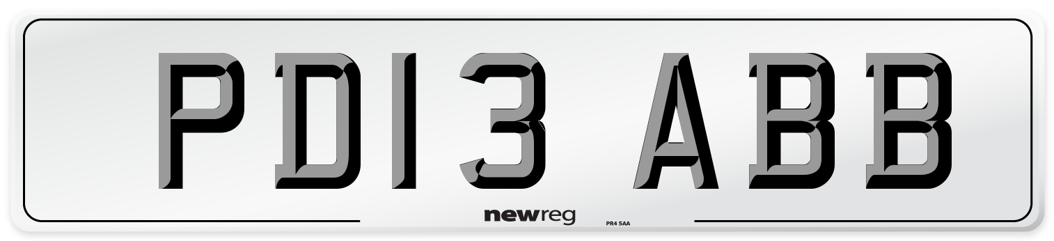 PD13 ABB Number Plate from New Reg